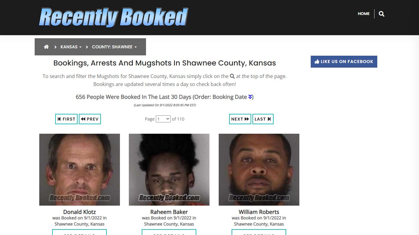 Bookings, Arrests and Mugshots in Shawnee County, Kansas
